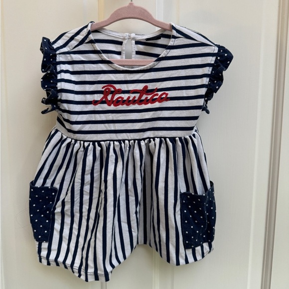 Nautica 3T Girls Red, White & Blue Patriotic Stripe Short Sleeve Top Blouse - Picture 1 of 5